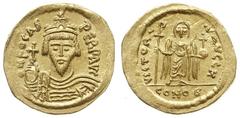BYZANTINE; Byzantine Empire - Phocas 602-610. solidus 603 - 607, Konstantynopol, Aw: Popiersie cesarza na wprost, D N FOCAS PERP AVG, Rw: Anioł stojący na wprost, trzymający długi krzyż i jabłko z krz