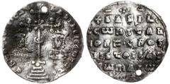 ANCIENT COINS; Byzantine Empire - Basil II 976-1025. miliaresion, mennica Konstantynopol; Aw: Krzyż z przekrzyżowanymi końcami ramion i X na środku, stojący na czterostopniowym podeście, na którym glo