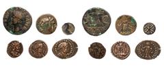 LOTS ANTIKER MÜNZEN Lot, allgemein Verschiedene Münzen der Antike, darunter PONTOS, Amisos, AEs; RÖMISCHE KAISERZEIT, Divus Augustus, As; Tetricus, Antoninian; Constantinus I., Follis (2); BYZANZ, Ius