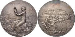 MEDAILLEN / PLAKETTEN KUNSTMEDAILLEN JUGENDSTIL / ART DECO Roty, Louis Oscar, 1846-1911. Versilberte Bronzemedaille 1898 bei Monnaie de Paris Auf des 50-jährige Jubiläum der École française d'Athenes,