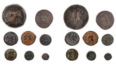 GRIECHISCHE MÜNZEN ÄGYPTEN LOTS Lot AE-Prägungen aus KAUNOS(?): Ptolemaios III., Chalkous, Lorber, CPE B435; SIDON(?): Ptolemaios II., Drachme, Lorber, CPE B314 (dort unter "uncertain mint 26, in Cari