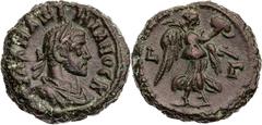 RÖMISCHE PROVINZIALPRÄGUNGEN ÄGYPTEN ALEXANDRIA Galerius Caesar, 293-305 n. Chr. BI-Tetradrachme 294/295 n. Chr. (= Jahr 3) Vs.: gepanzerte und drapierte Büste mit Lorbeerkranz n. r., Rs.: Nike schrei