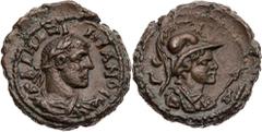 RÖMISCHE PROVINZIALPRÄGUNGEN ÄGYPTEN ALEXANDRIA Galerius Caesar, 293-305 n. Chr. BI-Tetradrachme 295/296 n. Chr. (= Jahr 4) Vs.: gepanzerte und drapierte Büste mit Lorbeerkranz n. r., Rs.: drapierte B
