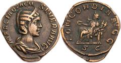 RÖMISCHE MÜNZEN RÖMISCHE KAISERZEIT Otacilia Severa, Gemahlin des Philippus I. Arabs, 244-249 n. Chr. AE-Sesterz 246 n. Chr. Rom Vs.: MARCIA OTACIL SEVERA AVG, drapierte Büste mit Diadem n. r., Rs.: C