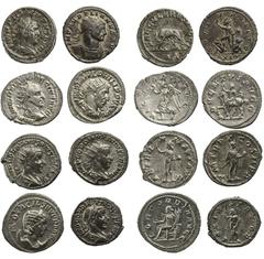 Römische Kaiserzeit, LOT, 8 Antoniniane, 1) Otacilia Severa, Rs. Concordia, 2) Gordian III., Rs. Kaiser, 3) Gordian III., Rs. Jupiter Stator, 4) Gordian III., Rs. Sol, 5) Traian Decius, Rs. Victoria, 