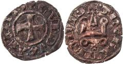 KREUZFAHRER ATHEN Guy II. de la Roche, 1287-1308. Billon-Denier Tournois Theben Vs.: + . GVI . DVX : ATEHES Y, Fußkreuz im Perlkreis, Rs.: + ThEBAHI CIVIS ., Kastell, unten Stern Metcalf, Latin East, 