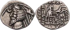 GRIECHISCHE MÜNZEN PARTHER, KÖNIGREICH DER ARSAKIDEN Phraates IV., 38/7-2 v. Chr. AR-Drachme Mithradatkart Vs.: Büste in Ornat mit Diadem n. l., rechts oben Adler mit Lorbeerkranz n. l., links oben St