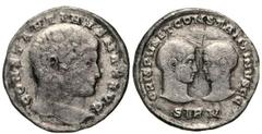 COSTANTINO I il Grande (307-337) Medaglioncino, Sirmium. D/ Testa nuda di Costantino I R/ Teste affrontate di Crispo e Costantino II. Coh. 3 RIC 14 Tredici 1 Ag g 4,01 Rarissima • Ex Giessener Munzhan