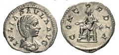 - GIULIA PAOLA (moglie di Elagabalo) Denario, 220 d.C. D/ Busto drappeggiato R/ La Concordia seduta con patera; a d. una stella. Coh. 6 RIC 211 Tredici 4 Ag g 2,79 ¥ Bellissimo ritratto SPL