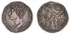 Signoria Medicea Alessandro de' Medici (1533-1536). Testone da 40 soldi o tre barili, argento gr. 9,78, ¿ 29,2 mm. D/ ALEXANDER¥M¥ ¥R¥P FLOREN¥DVX¥, busto paludato a sinistra, imberbe e con testa ricc
