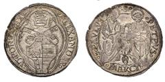 Alessandro VI (Rogrigo de Borja y Borja) 1492-1503. Grosso, Ancona, argento gr. 3,28, ¿ 28,6 mm. D/ ¡ALEXANDER¡ ¡VI¡PONT¡MAX¡, stemma ottagonale a testa di cavallo sormontato da chiavi decussate, tiar