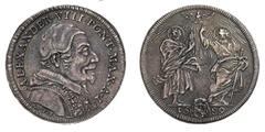 Alessandro VIII (Pietro Ottoboni di Venezia) 1689-1691. Testone 1689 anno I, argento gr. 9,08, ¿ 31,5 mm. D/ ¥ALEXANDER¥VIII¥PONT¥MAX¥A¥I, busto a destra con camauro e stola ornata; sotto il tronco A¥