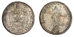 Alessandro VIII (Pietro Ottoboni di Venezia) 1689-1691. Testone, argento gr. 9,07, ¿ 32,2 mm. D/ ¥ALEXANDER¥ VIII¥PONT¥MAX¥, stemma ovale in cornice a fogliami sormontato da tiara e chiavi decussate c