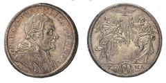 Alessandro VIII (Pietro Ottoboni di Venezia) 1689-1691 Piastra anno I, argento gr. 31,85, ¿ 44,0 mm. D/ ALEXANDER¥VIII¥PONT¥MAX¥A¥I, busto a destra, con camauro, mozzetta e stola ornata con l'Immacola