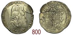 Milano Filippo 1666 Milano - Carlo II e Maria Anna d'Austria - Filippo 1666 - argento grammi 27.62 - frattura di conio, buon MB