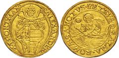 PAPALI ALESSANDRO VI (1492-1503) Fiorino di camera, Roma. D/ Stemma R/ San Pietro alla pesca; a d. stemma dello zecchiere Migliori. Munt. 8v. I Au g 3,35 Rara ¥ Con ALEXANDER VI.... q.SPL