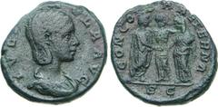 Roman Imperial - GIULIA PAOLA (moglie di Elagabalo) Asse. D/ Busto paludato R/ Elagabalo, la Concordia e Giulia Paola. Coh. 15 (30 fr.) Ae g 10,41 Molto rara MB/BB