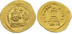 Byzantine - ERACLIO ed ERACLIO COSTANTINO (610-641) Solido, Costantinopoli. D/ Busti frontali R/ Croce su gradini. MIB 8a Sear 734 Au g 4,30 • Insolito stile BB÷SPL