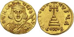 Byzantine - TIBERIO III COSTANTINO (698-705) Solido, Costantinopoli. D/ Busto frontale con lancia e scudo R/ Croce su gradini. Sear 1360 MIB 1 Au g 4,42 Rara SPL