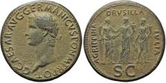 Impero Romano Roma, Caligola, Sesterzio, 37-38, AE (27,44g x 35mm); D/ C CAESAR AVG GERMANICVS PON M TR POT; testa laureata. R/ AGRIPPINA - DRUSILLA - IVLIA; S C; le tre sorelle di Caligola con le fat