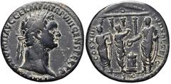 Impero Romano Roma, Domiziano, Asse, 88, AE (11,02g x 28mm); D/ IMP CAES DOMIT AVG GERM P M TR P VIII CENS PER P P; testa laureata. R/ COS XIIII LVD SAEC FEC; S C; Domiziano che sacrifica su altare; d
