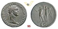 ROMANE IMPERIALI DOMIZIANO (81-96) Sesterzio. D/ Testa laureata R/ Domiziano, con fulmine e scettro, incoronato dalla Vittoria. RIC 795 Ae g 26,93 BB