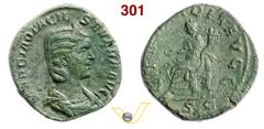 ROMANE IMPERIALI OTACILIA SEVERA (moglie di Filippo I, † 249) Sesterzio. D/ Busto diademato e drappeggiato R/ La Concordia seduta con patera e doppia cornucopia. RIC 203a (Filippo I) Ae g 19,45 • Bell