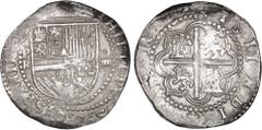 Potosí Silver Cobs BOLIVIA, Potosí, cob 4 reales, Philip II, assayer R (Rincón) to left, ex-Ponte, ex-Sellschopp (Plate), Pellicer i Bru Plate, Grunthal-Sellschopp Plate. S-P1; KM-4.2; Cal-518. 13.38 