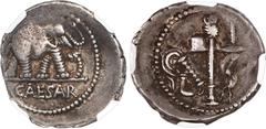 Ancient and Medieval ANCIENT ROMAN, Roman Imperatorial, military mint traveling with Caesar, AR denarius, Julius Caesar, ca 49-48 BC, NGC Ch VF (strike 3/5, surface 4/5). Crawford-443/1. 4.04 grams. E