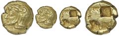 Ancient Coins Ionia, Erythrae, electrum hecte, 550-500 BC, NGC Choice AU, strike 5/5 surface 5/5. SNG von Aulock 1942; SNG Kayhan 737-8. 2.57 grams. Head of Herakles left, wearing lion-skin headdress 