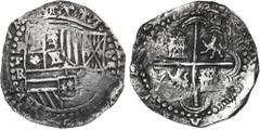 Shipwreck Coins Potosi, Bolivia, cob 8 reales, Philip II, assayer RL, Grade 1. S-P13; KM-5.1; Cal-675. 24.61 grams. A very choice coin for this wreck, among the nicest we have seen, with practically n