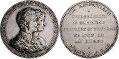 Medaillen Deutschland - Geographisch: Preußen, Wilhelm II. 1888-1918: Silbermedaille o. J. (verliehen seit 1889) v. E. Weigand, Geschenkmedaille zum Ehejubiläum. Brustbilder Kaiser Wilhelm II. und Kai