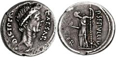 Roman Coins Gaius Iulius Caesar (45 v.Chr.): AR-Denar, 44.v.Chr., CAESAR DICT PERPETVO / P SEPVLIVS MACER, 3,78 g, Kampmann 1.21, Crawford 480/11, Sydenham 1073, Albert 1488, sehr schön+. [taxed under