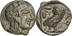 Griechische Münzen: Attika, Athen: Tetradrachme, 17,07 g, 449-413 v. Athenakopf r. // Eule r. SNG France 1440. SNG Cop 32. vz.