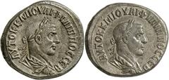 Philippus I. Arabs (244 - 249): Syrien, Antiochia: Lot 2 Tetradrachmen, 12,57 und 11,98 g. Büste r. mit Lbkr. // Adler stehend auf Zweig, Kopf l., i.A. ANTIOXIA SC. Prieur 444. beide ss/vz.