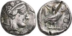 Greek Coins Attika: AR-Tetradrachme, ca. 479-404 v. Chr., Athen, 17,12 g. Athenakopf nach rechts/Eule. Prüfhieb, Schrötlingsfehler, sehr schön. [taxed under margin system]