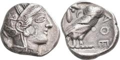 Greek Coins Attika: AR-Tetradrachme, ca. 479-404 v. Chr., Athen, 16,26 g. Athenakopf nach rechts/Eule. Prüfhieb, kl. Schrötlingsfehler, sehr schön. [taxed under margin system]