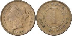 Zypern: Cyprus British Colony, Victoria 1837-1901: 1 Piastre 1890, KM# 3.2, tolle Patina, geringe Auflage, fast sehr schön. [taxed under margin system]