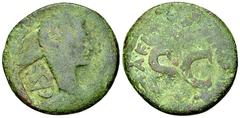 Novaesium AE As Germania Inferior, Novaesium. AE As (29 mm, 11.47 g). Countermark applied during the reign of Gaius (Caligula), AD 37-41. CAESAR monogram in a rectangular countermark on a bronze as of