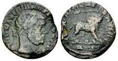 Divus Maximianus Herculius AE Quarter Nummus Divus Maximianus Herculius (died 310). AE Quarter Nummus (15 mm, 1.60 g), Rome, 317-318. DIVO MAXIMIANO SEN FORT IMP, Laureate and veiled head of Divus Max