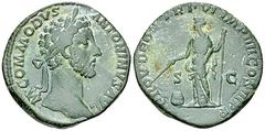 Commodus AE Sestertius, Providentia reverse Commodus (177-192). AE Sestertius (30 mm, 23.83 g), Rome, 181. Obv. M COMMODVS ANTONINVS AVG, Laureate head to right. Rev. PROV DEOR TR P VI IMP IIII COS II