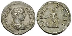 Geta AR Denarius, Genius reverse Septimius Severus (193-211 AD) for Geta Caesar. AR Denarius (20 mm, 3.03 g), Rome, early 209. Obv. P SEPTIMIVS GETA CAES, Bare-headed and draped bust to right, seen fr