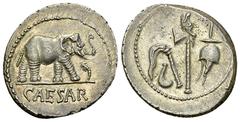 C. Iulius Caesar AR Denarius, 49/48 BC C. Julius Caesar. AR Denarius (19-20 mm, 3.74 g), 49-48 BC, military mint moving with Caesar. Obv. CAESAR, Elephant walking to right, trampling dragon. Rev. Pont
