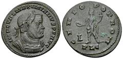 Maximianus Herculius AE Nummus, Lugdunum Maximianus Herculius, second reign (307-308 AD). AE Nummus (26 mm, 6.76 g), Lugdunum. Obv. IMP C VAL MAXIMIANVS P F AVG, Laureate and cuirassed bust to right. 