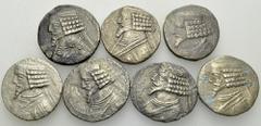 Parthia, Lot of 7 BI Tetradrachms Parthia. Lot of 7 (seven) BI Tetradrachms. Mostly very fine. (7) Lot sold as is, no returns.