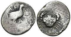 Akragas, AR Didrachm, c. 510-472 BC Sicily, Akragas. AR Didrachm (19 mm, 7.69 g), c. 510-472 BC. Obv. Sea eagle standing right with folded wings; ΑΚΡΑ around. Rev. Crab within incuse circle, CAΣ below
