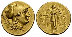 Alexander III 'the Great' AV Stater, Kallatis Kings of Macedon. Alexander III 'the Great' (336-323 BC). AV Stater (18-19 mm, 8.42 g), Kallatis, c. 250-225. Obv. Head of Athena to right, wearing Corint