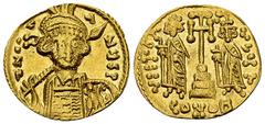 Constantine IV Pogonatus AV Solidus, Constantinopolis Constantine IV Pogonatus, with Heraclius and Tiberius (668-685 AD). AV Solidus (19 mm, 4.36 g), Constantinopolis, 668-673. Obv. d N COITANЧS P, He