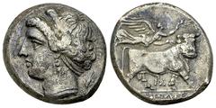 Neapolis AR Didrachm, c. 325-241 BC Campania, Neapolis. AR Didrachm (20 mm, 6.86 g), c. 325-241 BC. Obv. Head of the nymph Parthenope to left; grain ear behind. Rev. Nike flying to right crowning man-