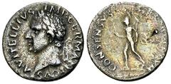 Vitellius AR Denarius, Mars reverse Vitellius (69 AD). AR Denarius (18 mm, 3.22 g), uncertain Spanish mint (Tarraco?). Obv. A VITELLIVS IMP GERMANICVS, Laureate head of Vitellius to left, with globe a
